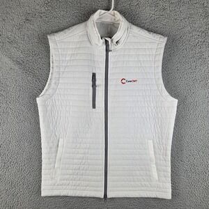 Johnnie-O Crosswind Quilted Performance Vest Mens Size M White Hidden Hood Logos